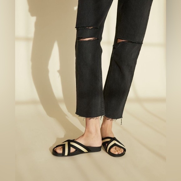 EUC Jenni Kayne Black Stripe Crossover Sandal US 10 IT 40 (Retail $475 CAD) - Picture 4 of 9